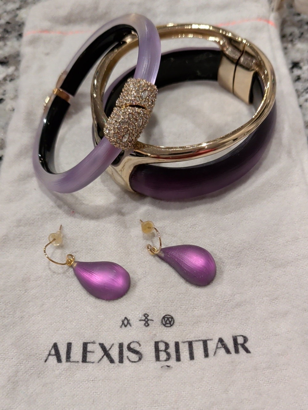 Authentic Alexis Bittar Matching 4 Piece Bangle & Earring Set